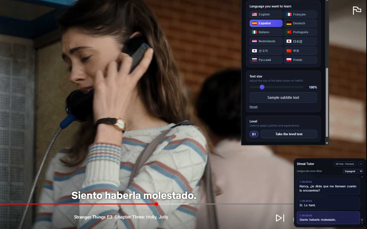 One-click word translation in its sentence